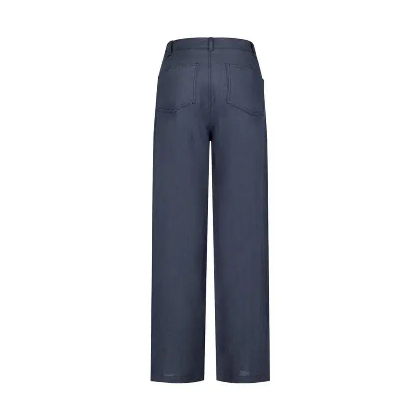 [BUNJANG] AMOMENTO Linen Straight Pants Blue L / 아모멘토 린넨 스트레이트 팬츠 블루 L