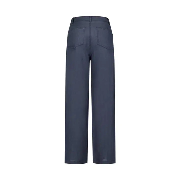 [BUNJANG] AMOMENTO Linen Straight Pants Blue L / 아모멘토 린넨 스트레이트 팬츠 블루 L