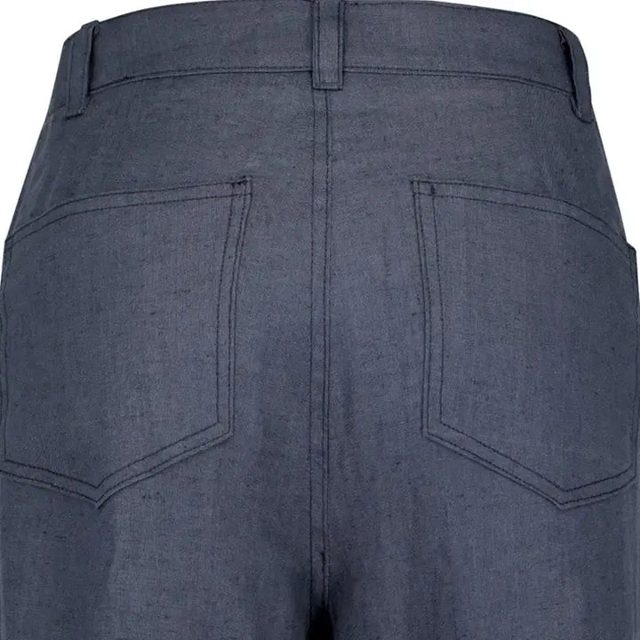 [BUNJANG] AMOMENTO Linen Straight Pants Blue L / 아모멘토 린넨 스트레이트 팬츠 블루 L