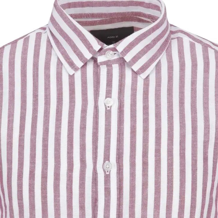 [BUNJANG] ZIOZIA And Z Red Stripe Linen Shirt / 지오지아 And Z / 앤드지 레드 스트라이프 린넨 셔츠 / 100