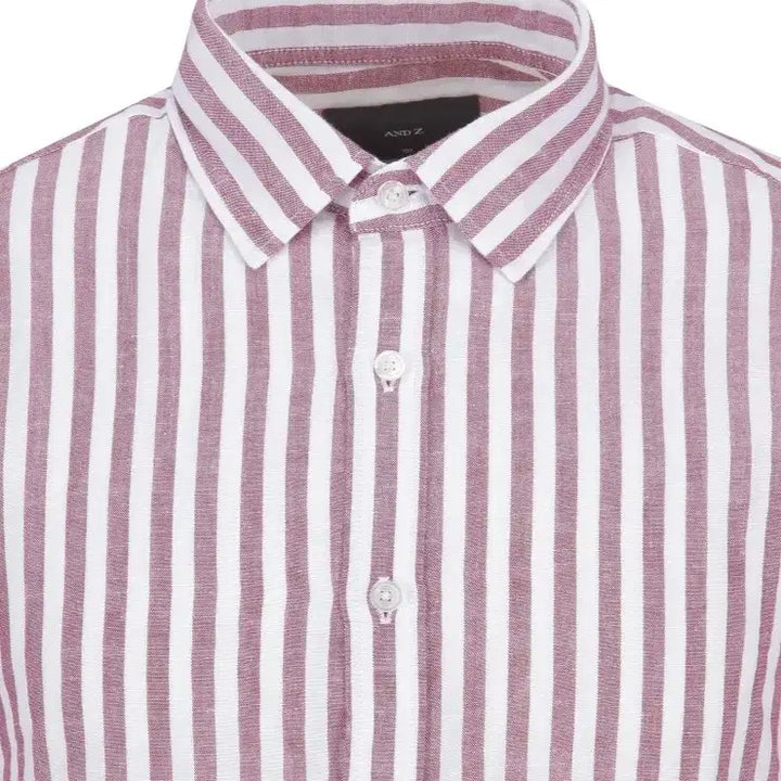 [BUNJANG] ZIOZIA And Z Red Stripe Linen Shirt / 지오지아 And Z / 앤드지 레드 스트라이프 린넨 셔츠 / 100