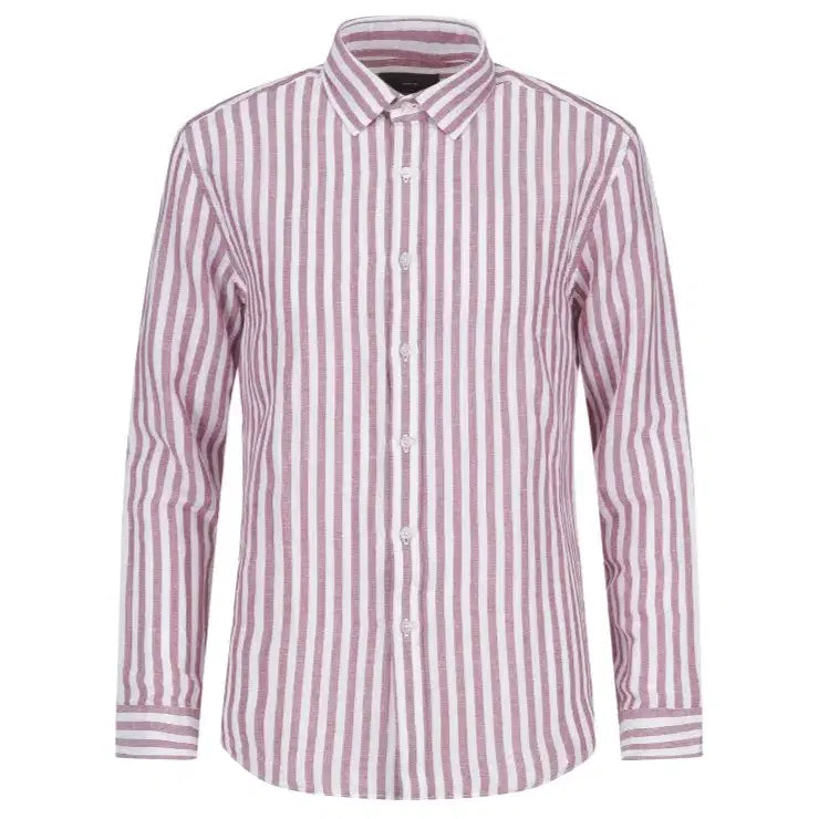 [BUNJANG] ZIOZIA And Z Red Stripe Linen Shirt / 지오지아 And Z / 앤드지 레드 스트라이프 린넨 셔츠 / 100