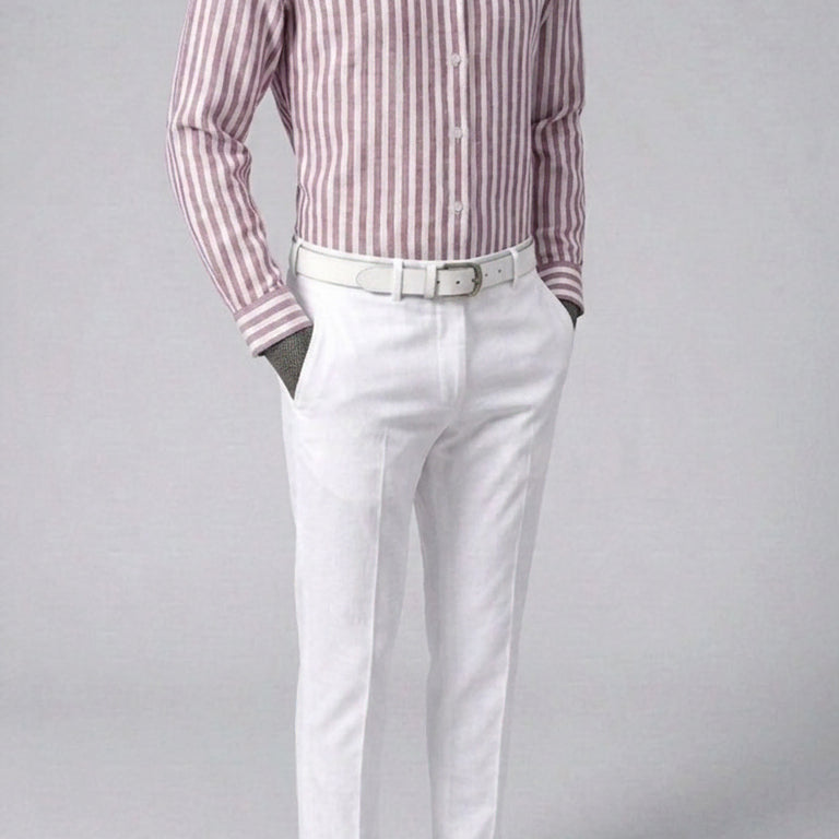 [BUNJANG] ZIOZIA And Z Red Stripe Linen Shirt / 지오지아 And Z / 앤드지 레드 스트라이프 린넨 셔츠 / 100