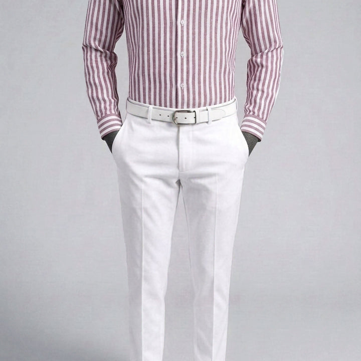 [BUNJANG] ZIOZIA And Z Red Stripe Linen Shirt / 지오지아 And Z / 앤드지 레드 스트라이프 린넨 셔츠 / 100