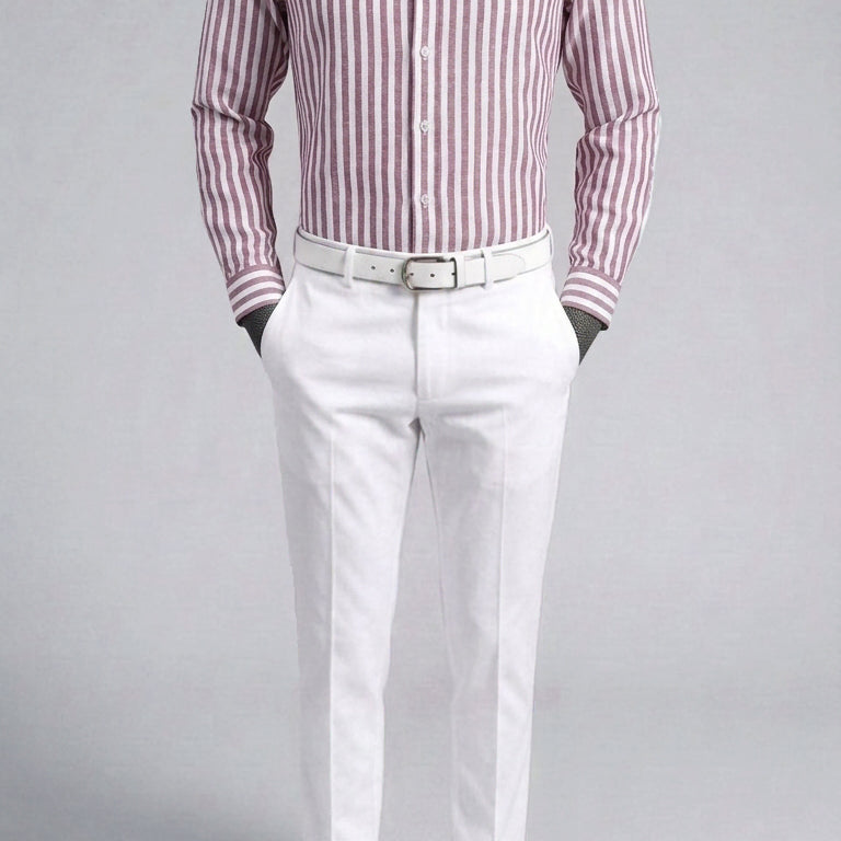 [BUNJANG] ZIOZIA And Z Red Stripe Linen Shirt / 지오지아 And Z / 앤드지 레드 스트라이프 린넨 셔츠 / 100