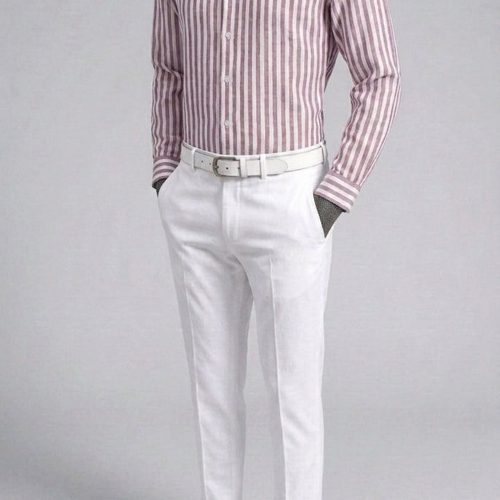 [BUNJANG] ZIOZIA And Z Red Stripe Linen Shirt / 지오지아 And Z / 앤드지 레드 스트라이프 린넨 셔츠 / 100