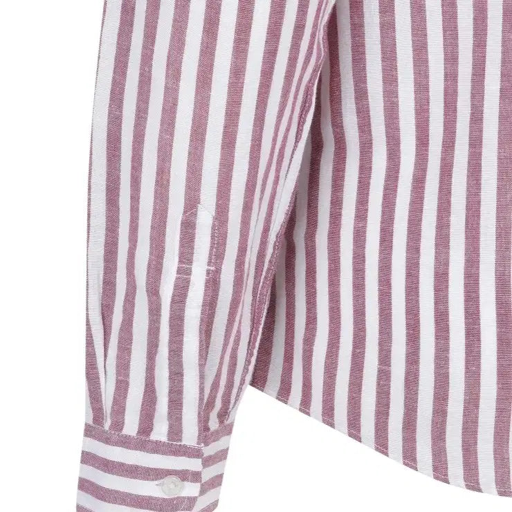 [BUNJANG] ZIOZIA And Z Red Stripe Linen Shirt / 지오지아 And Z / 앤드지 레드 스트라이프 린넨 셔츠 / 100