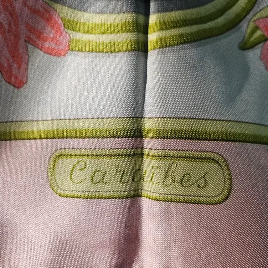 [BUNJANG] Hermès Carré 90 Silk Scarf "Caraïbes" Flower/Bird Print / 미사용 에르메스 까레 스카프 플라워/버드 프린트