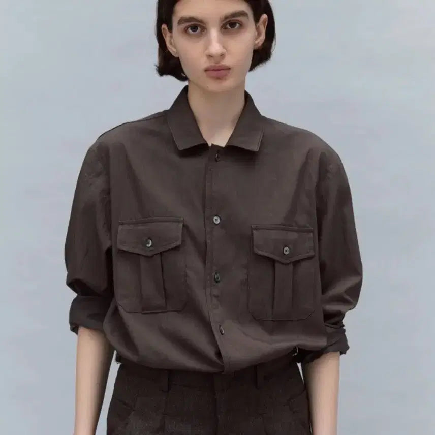 [BUNJANG] Aubour Brown Pocket Shirt / Aubour 아우브아워 브라운 포켓 셔츠