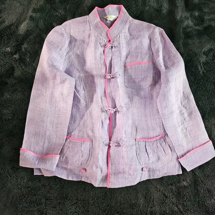 [BUNJANG] Purple Linen Mandarin Collar Jacket - Size 66 / 모시 차이나카라 퍼플 자켓  66