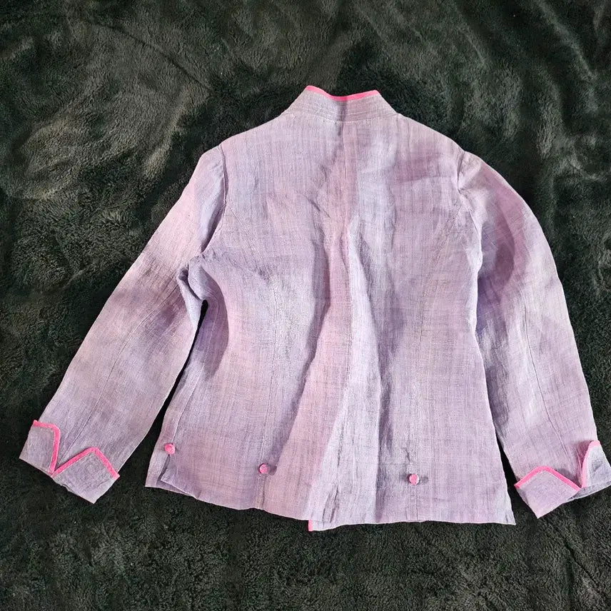 [BUNJANG] Purple Linen Mandarin Collar Jacket - Size 66 / 모시 차이나카라 퍼플 자켓  66