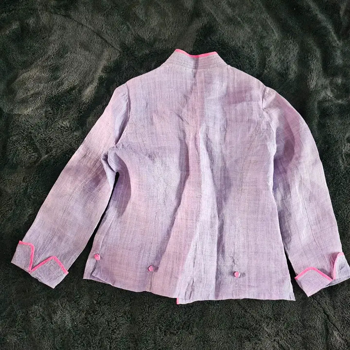 [BUNJANG] Purple Linen Mandarin Collar Jacket - Size 66 / 모시 차이나카라 퍼플 자켓  66