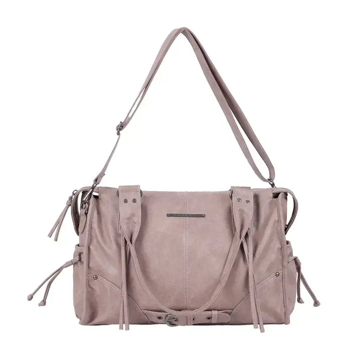 [BUNJANG] Fancy Club Belted Washed Leather Tote Bag - Baby Pink / 팬시클럽 fancy club 벨티드 워싱 레더백 베이비핑크