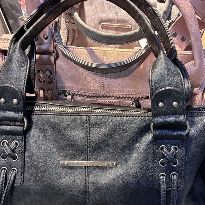[BUNJANG] Fancy Club Belted Washed Leather Tote Bag - Baby Pink / 팬시클럽 fancy club 벨티드 워싱 레더백 베이비핑크