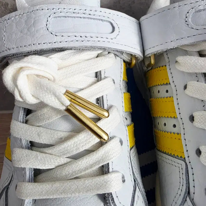 [BUNJANG] Adidas Forum Low White Yellow Crocodile Pattern Sneakers / [박스풀셋] 아디다스 포럼 로우 화이트 엘로우 악어가죽