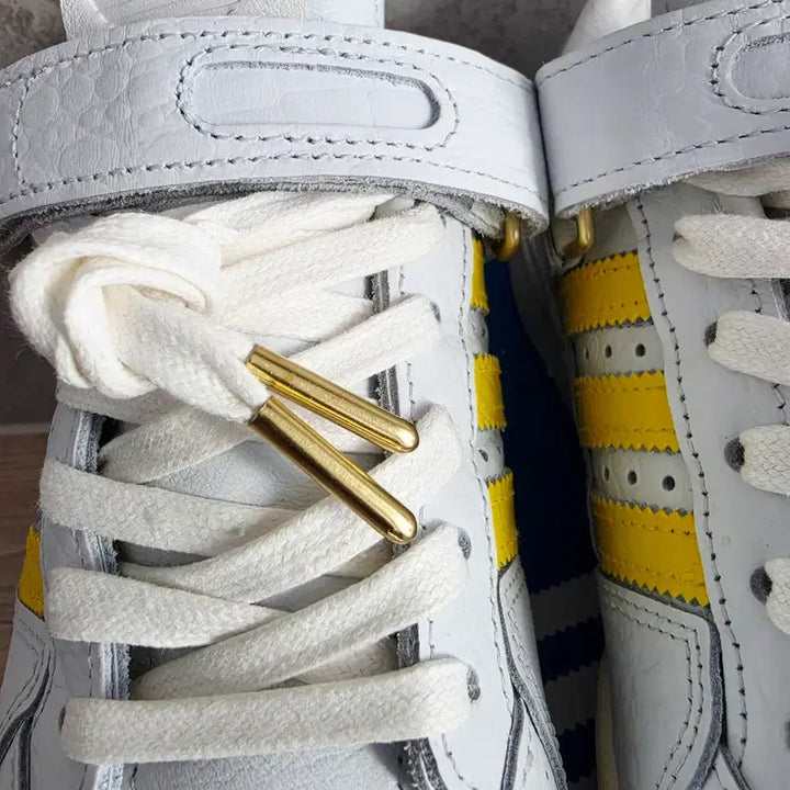 [BUNJANG] Adidas Forum Low White Yellow Crocodile Pattern Sneakers / [박스풀셋] 아디다스 포럼 로우 화이트 엘로우 악어가죽