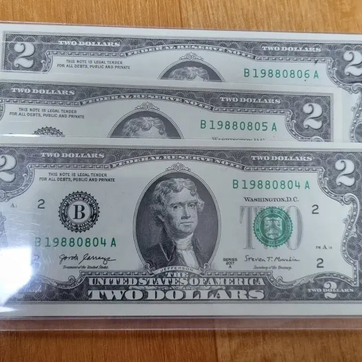 [BUNJANG] Lucky Birthday $2 Bills (3 Uncirculated Notes) / 행운의 2달러 생일 지폐 3매 미사용