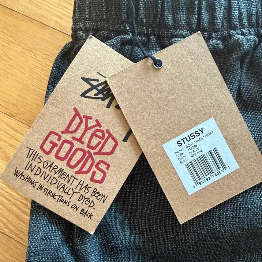 [BUNJANG] Stussy Garment Dyed Black Boxy Linen Shorts M / 스투시 가먼트다잉 블랙 박시 린넨 쇼츠 M