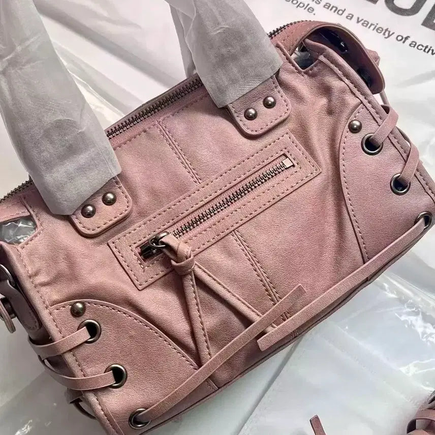 [BUNJANG] Fancy Club Belted Washed Leather Mini Bag Baby Pink / 팬시클럽 fancy club 벨티드 워싱 레더 미니 백 베이비핑크