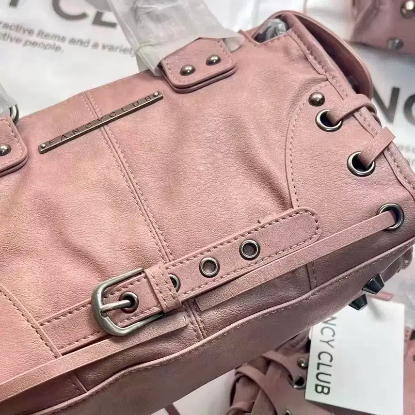 [BUNJANG] Fancy Club Belted Washed Leather Mini Bag Baby Pink / 팬시클럽 fancy club 벨티드 워싱 레더 미니 백 베이비핑크