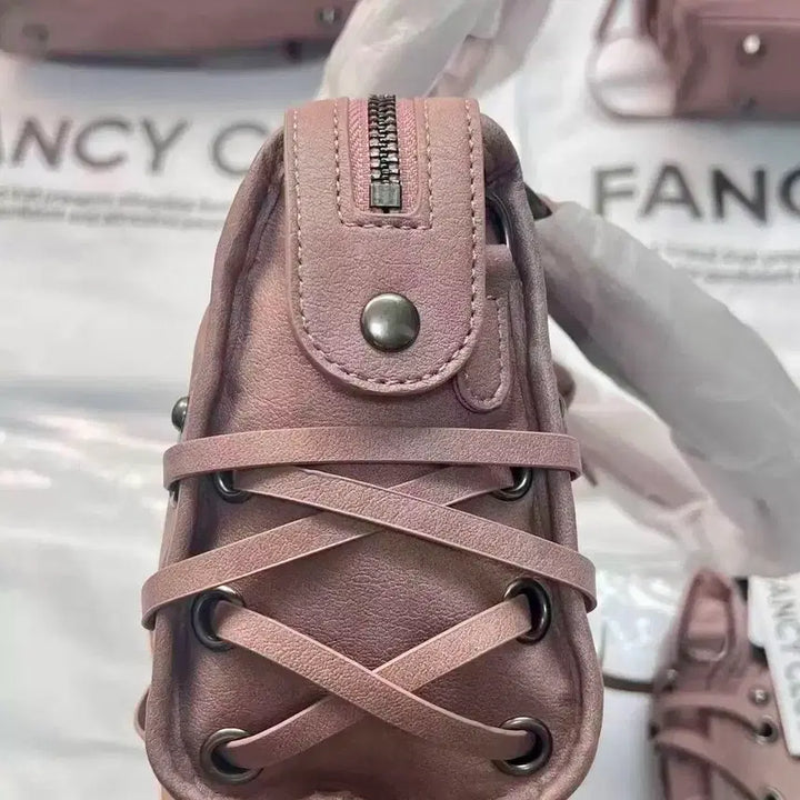 [BUNJANG] Fancy Club Belted Washed Leather Mini Bag Baby Pink / 팬시클럽 fancy club 벨티드 워싱 레더 미니 백 베이비핑크