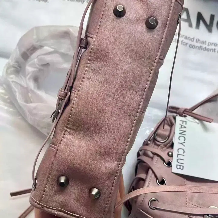 [BUNJANG] Fancy Club Belted Washed Leather Mini Bag Baby Pink / 팬시클럽 fancy club 벨티드 워싱 레더 미니 백 베이비핑크