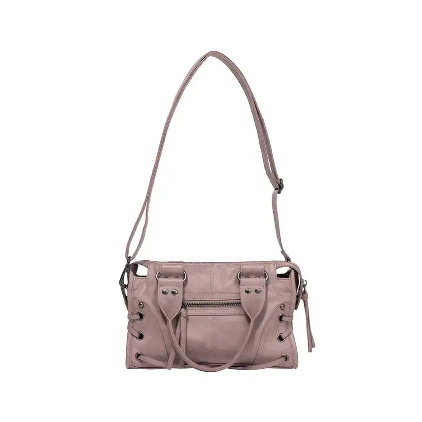 [BUNJANG] Fancy Club Belted Washed Leather Mini Bag Baby Pink / 팬시클럽 fancy club 벨티드 워싱 레더 미니 백 베이비핑크