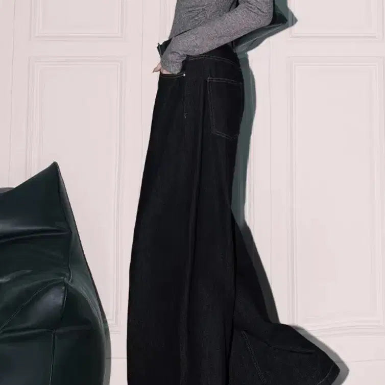 [BUNJANG] Black Denim Long Skirt / 블랙 데님 롱   청바지.