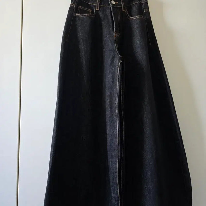 [BUNJANG] Black Denim Long Skirt / 블랙 데님 롱   청바지.