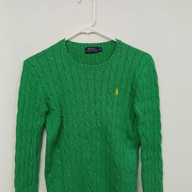 [BUNJANG] Polo Ralph Lauren Cable Knit Sweater - Green, Size S / 폴로 랄프로렌 케이블 니트 S 그린