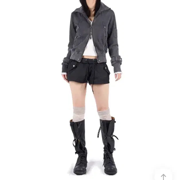 [BUNJANG] Litkeem Washed Rivet Zip-Up (Charcoal) / 릿킴 WASHED RIVET ZIP-UP 집업 (차콜)