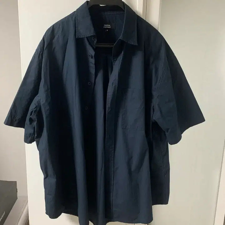 [BUNJANG] Musinsa Standard Oversized Poplin Short Sleeve Shirt Bundle Set / 무신사 스탠다드 오버사이즈 포플린 반팔 셔츠   네이비 .블랙 2종 m사
