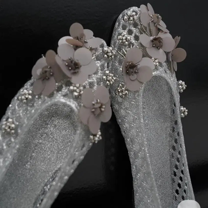 [BUNJANG] Heavenly Jelly Shoes Silver + Tots Ping Set / 헤븐리 젤리슈즈 실버 + 토츠핑6set