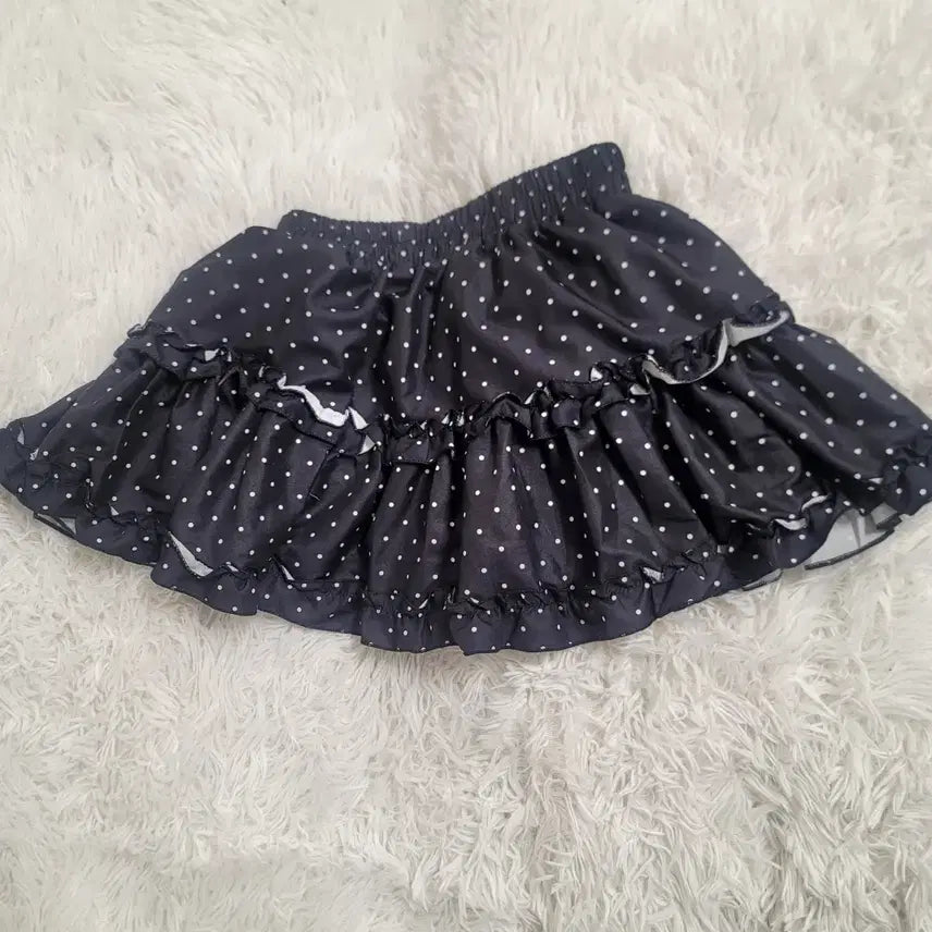 [BUNJANG] Black Polka Dot Layered Mini Skirt / 검정색 물방울 캉캉 미니 스커트