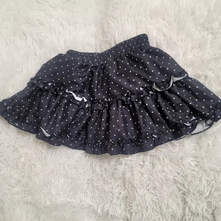 [BUNJANG] Black Polka Dot Layered Mini Skirt / 검정색 물방울 캉캉 미니 스커트