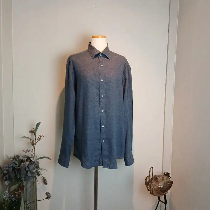 [BUNJANG] Dupont Denim Long Sleeve Shirt (Size 100) / 듀퐁 데님 스타일 긴팔 남방 셔츠 사이즈100. A급