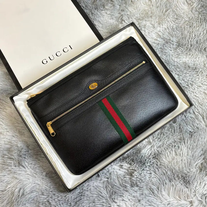 [BUNJANG] Gucci Ophidia Tri-Stripe Clutch Bag - Black / 구찌 오피디아 백삼선 클러치백 블랙 새상품