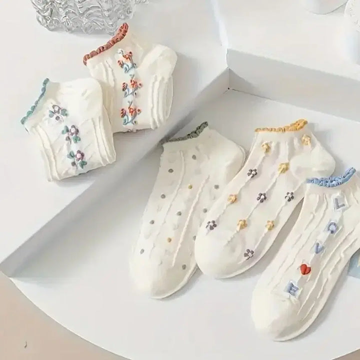 [SOLD OUT] 레이스 자수 덧신 양말 세트(새상품)