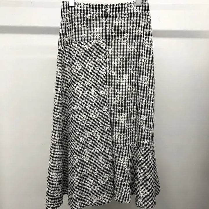 [BUNJANG] Hanseom From The Store Mermaid Checkered Skirt / 한섬 폼더스토어 머메이드 체크 스커트 S