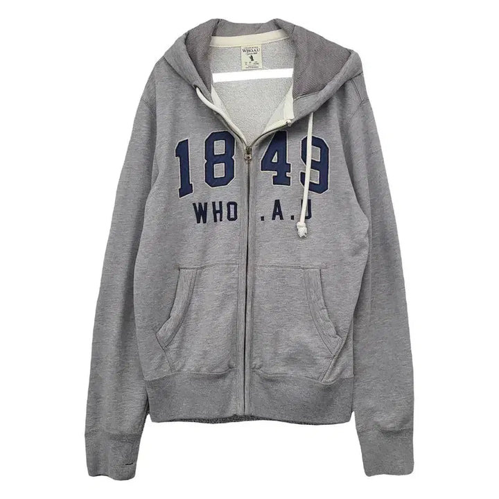 [BUNJANG] Who.A.J Y2K Logo Embroidered Hoodie Zip-up / 후아유 자수 Y2K 로고 라이트 그레이 후드 집업 M