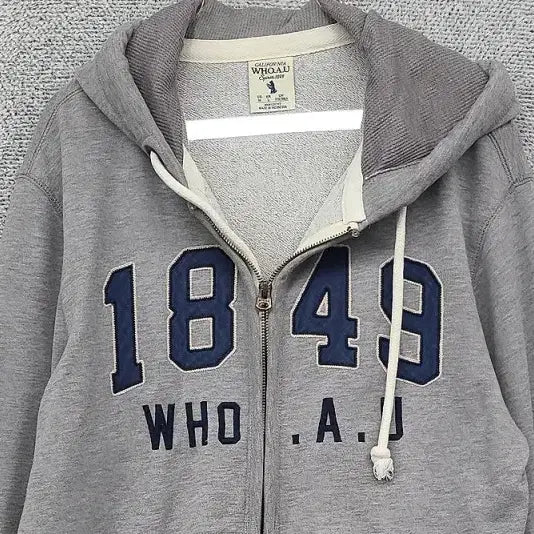 [BUNJANG] Who.A.J Y2K Logo Embroidered Hoodie Zip-up / 후아유 자수 Y2K 로고 라이트 그레이 후드 집업 M