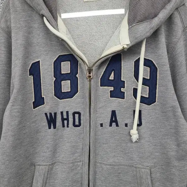 [BUNJANG] Who.A.J Y2K Logo Embroidered Hoodie Zip-up / 후아유 자수 Y2K 로고 라이트 그레이 후드 집업 M