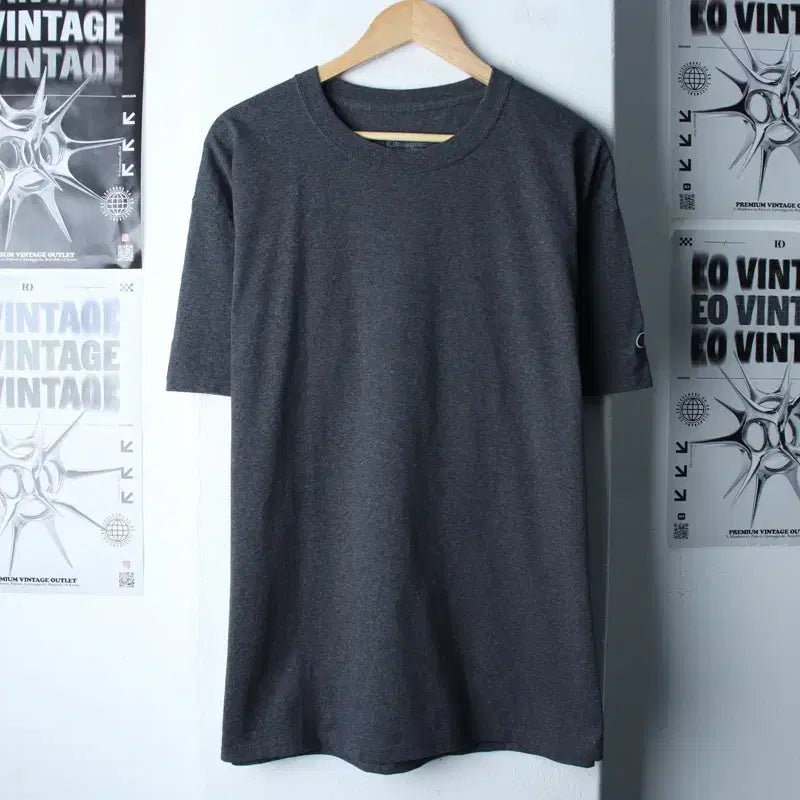 [BUNJANG] Champion Oversized Gray T-shirt / (XL-2XL) 챔피온 반팔 티셔츠 빅사이즈 그레이 올드스쿨-1856F