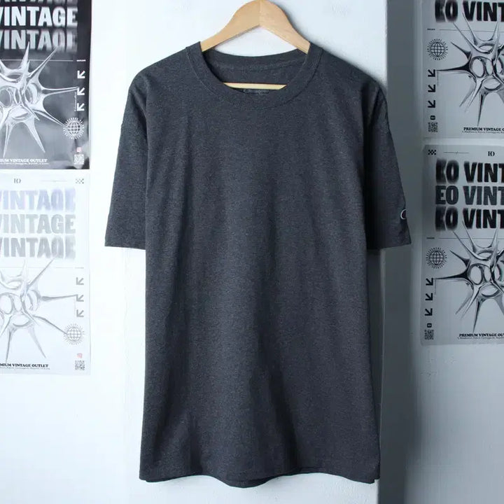 [BUNJANG] Champion Oversized Gray T-shirt / (XL-2XL) 챔피온 반팔 티셔츠 빅사이즈 그레이 올드스쿨-1856F