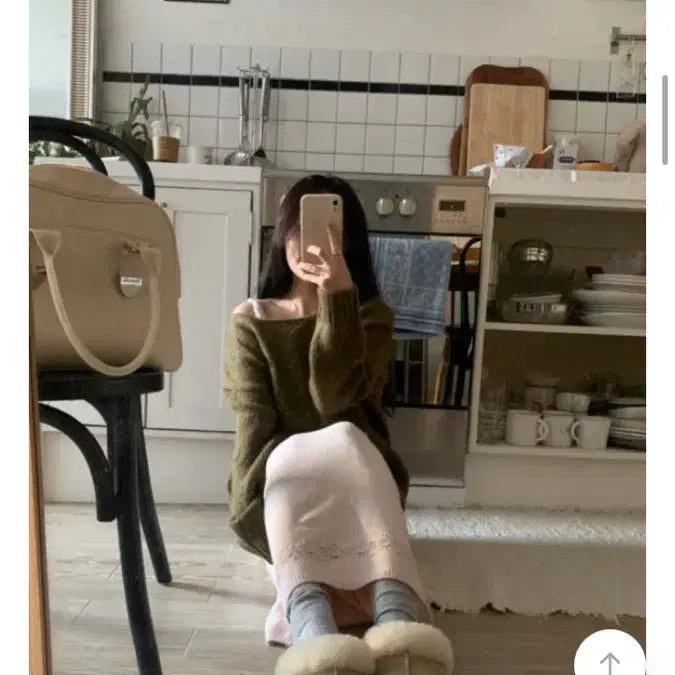[BUNJANG] o,rosy Whisper Knit Off-shoulder Layered Top / 오이니 오로지 o,rosy 위스퍼 니트 말차 오프숄더 레이어드