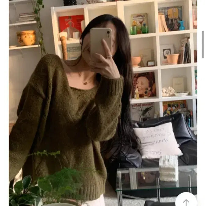 [BUNJANG] o,rosy Whisper Knit Off-shoulder Layered Top / 오이니 오로지 o,rosy 위스퍼 니트 말차 오프숄더 레이어드