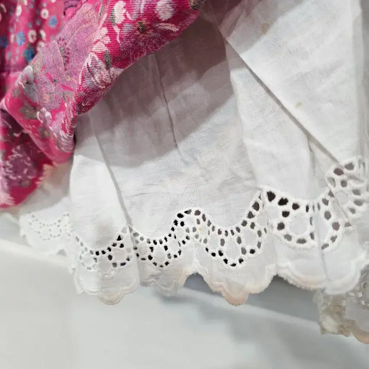 [BUNJANG] Japanese Vintage Pink Floral Ruffle Skirt / 빈티지 핑크 플라워 캉캉 스커트
