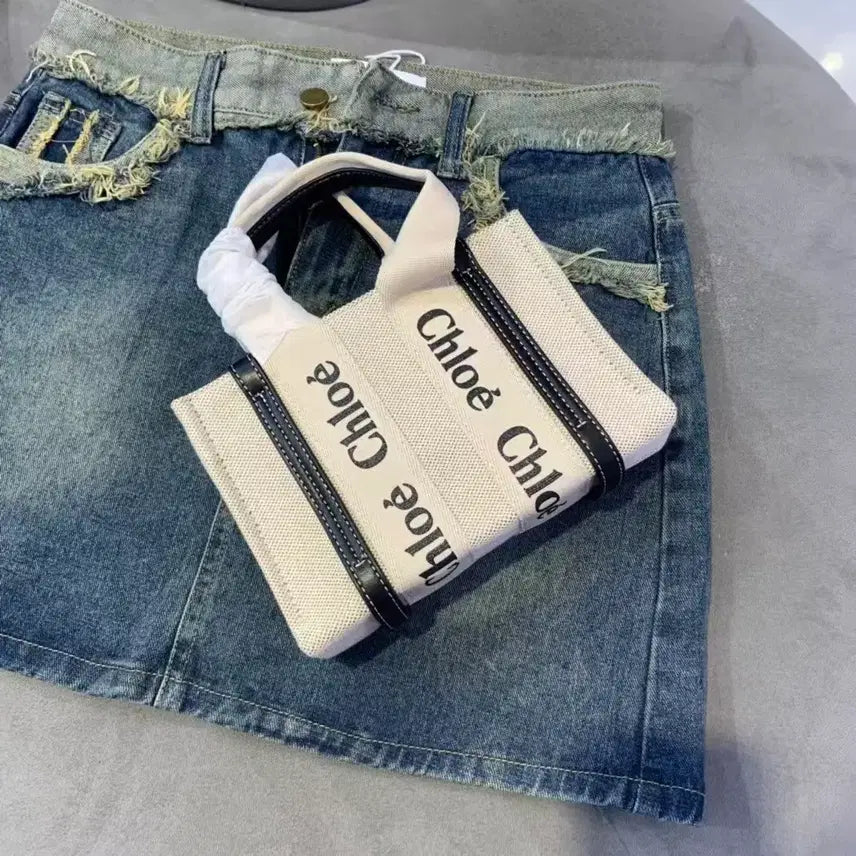 [BUNJANG] Chloé Woody Tote Bag Small Ivory / 끌로에 우디 토트백 스몰 아이보리