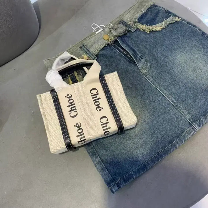 [BUNJANG] Chloé Woody Tote Bag Small Ivory / 끌로에 우디 토트백 스몰 아이보리