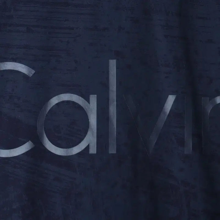 [BUNJANG] Calvin Klein Big Logo Navy Pattern T-shirt / (L-XL) 캘빈클라인 반팔 티셔츠 빅로고 네이비 패턴-18573